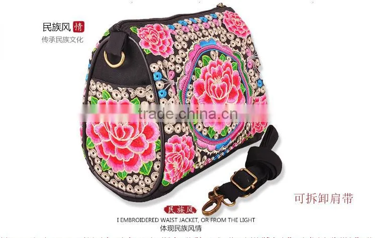 Chinese wholesale embroidery canvas messenger bag shoulder bags for women