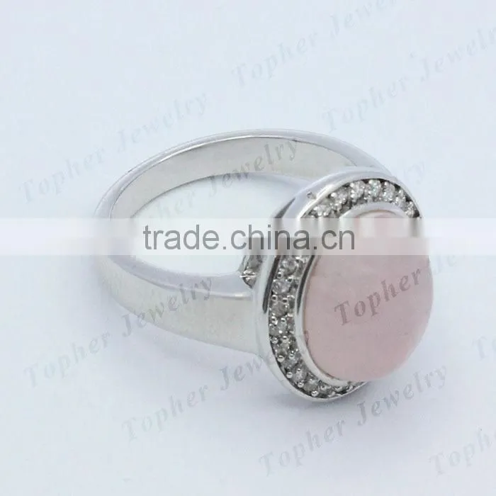 925 silver rings mirco pave cz ring rose stone