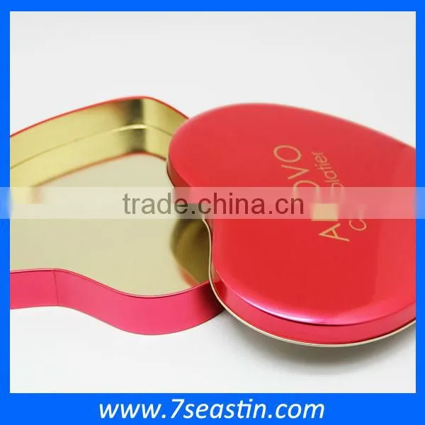 Christmas Gift Chocolate Cookie Tin Box With Heart Shaped Food Grade Metal Empty Tin Box