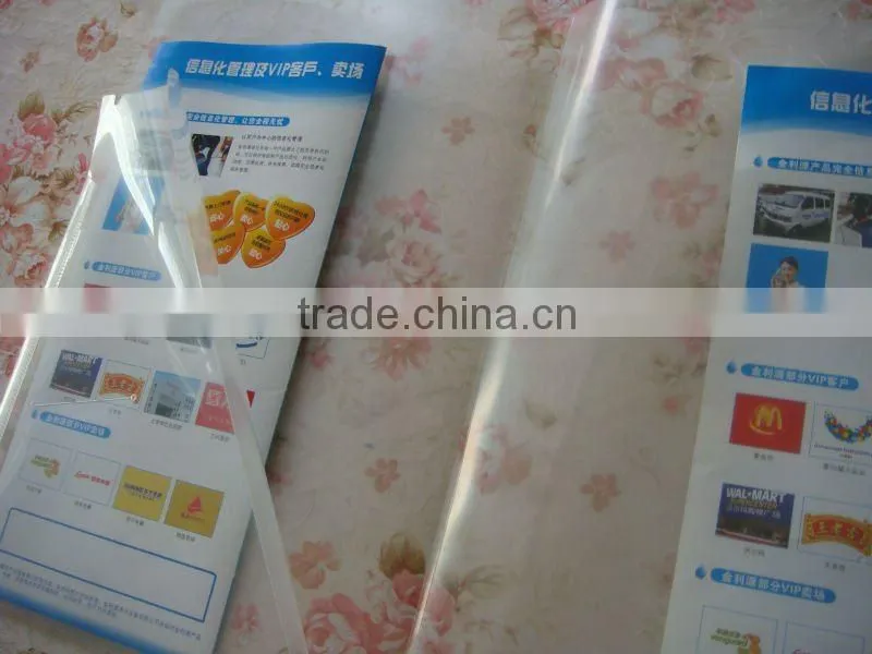 Clear plastic folder with paper inside