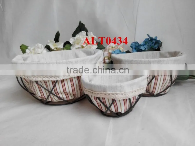 round fabric lining storage food basket for home decoration