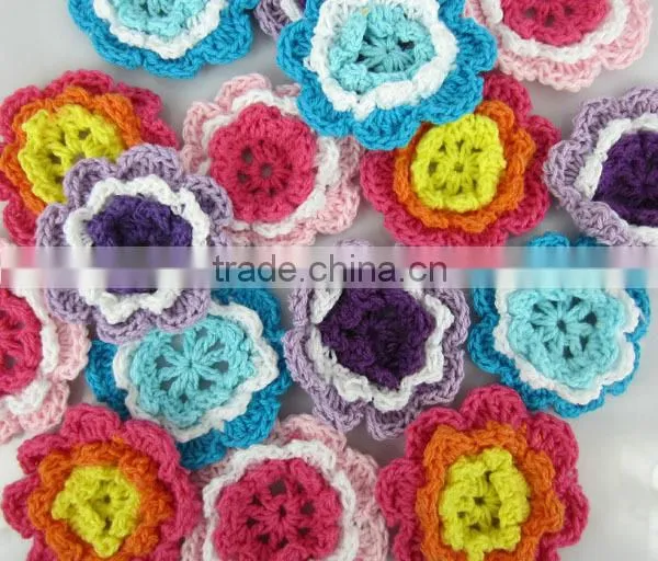 Mixed Handmade Crochet Flower Appliques Sewing Bow For garment/kids footwear/clothing