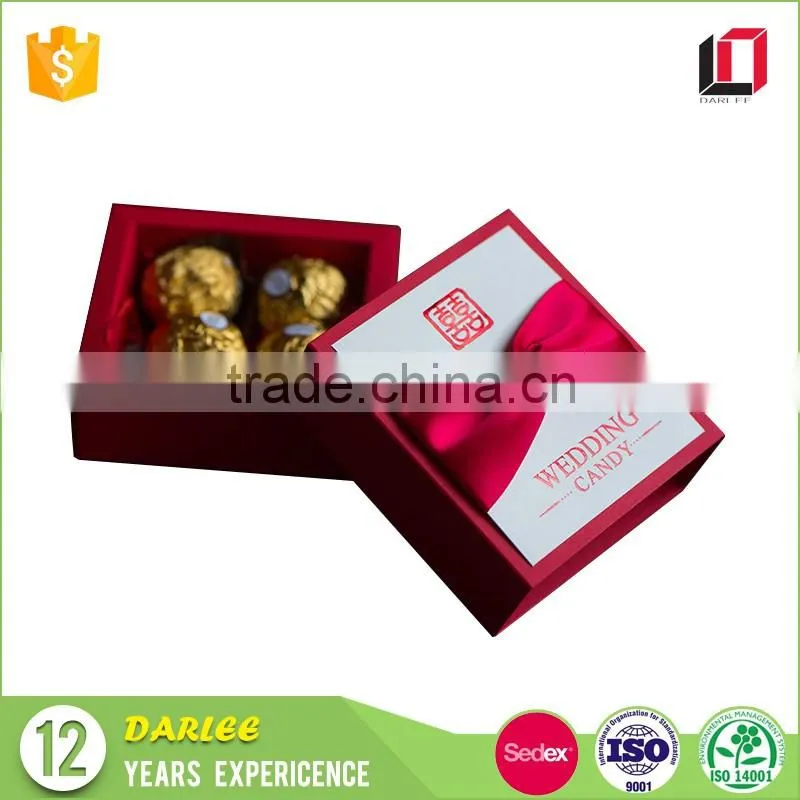 Professional OEM sliding drawer shape luxury wedding favors gift box with ribbon