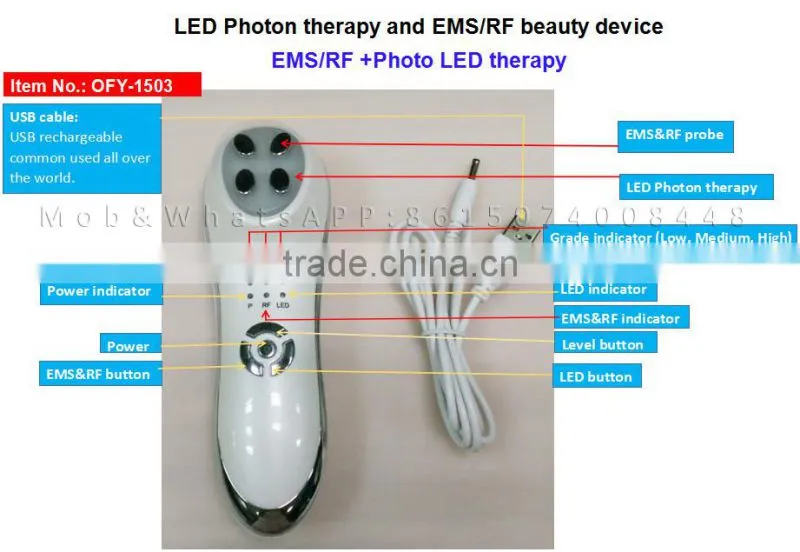 EMS RF 6 types Led light therapy facial beauty care device