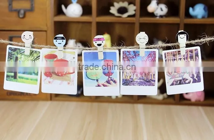 Cute cartoon face name card clip wooden postcard clip /photo clip