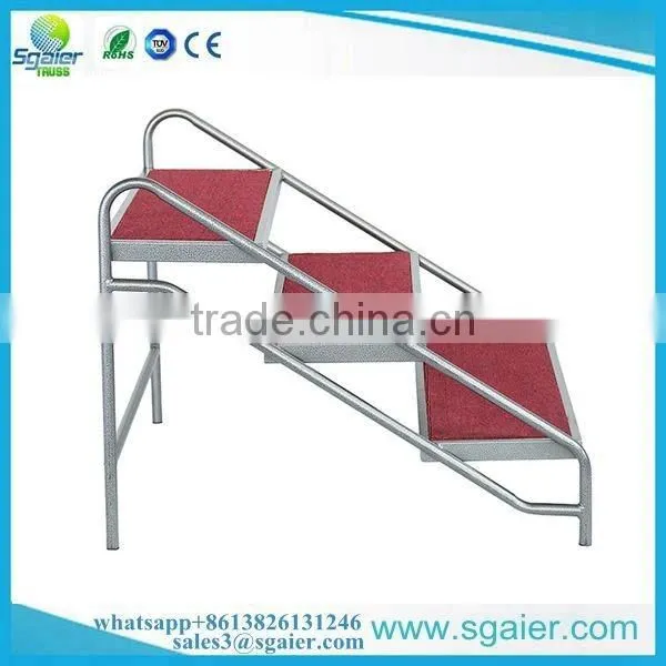 2017 Two Steps with arm for metal folding stage for hotel