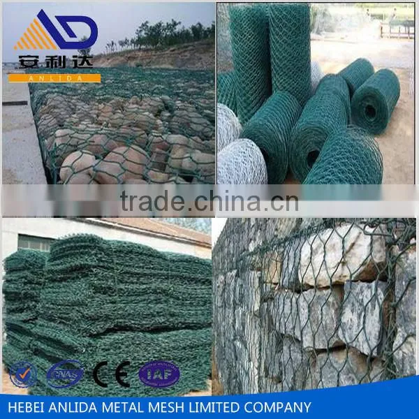 PVC Coated Hexagonal Gabion Box For Flood Control / stone cages / Slope protection wire mesh