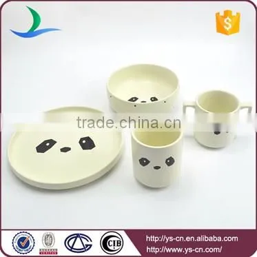 Panda design matt beige stoneware unbreakable dinnerware set