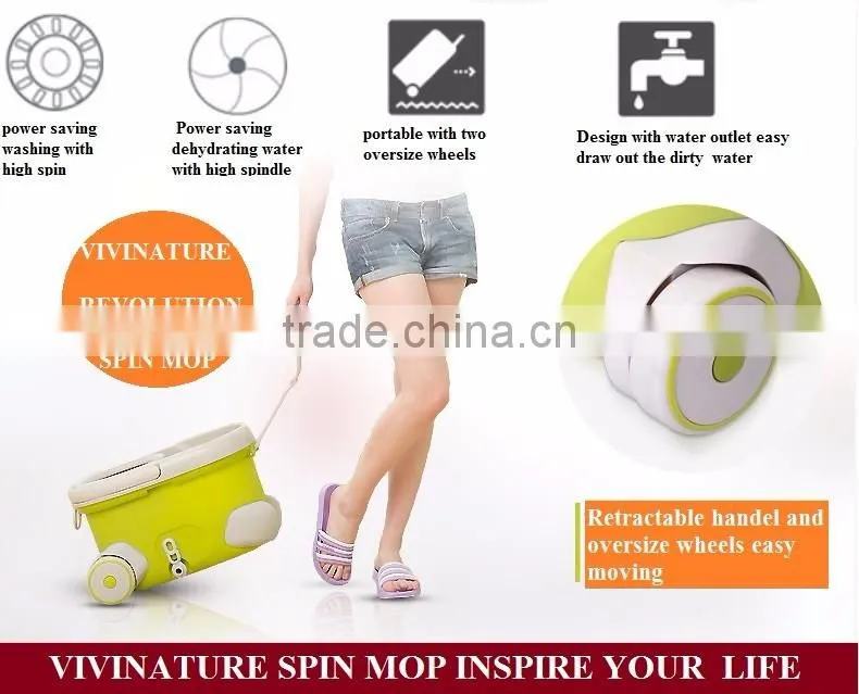 Vivinature Stainless Steel Deluxe Rolling Spin Mop
