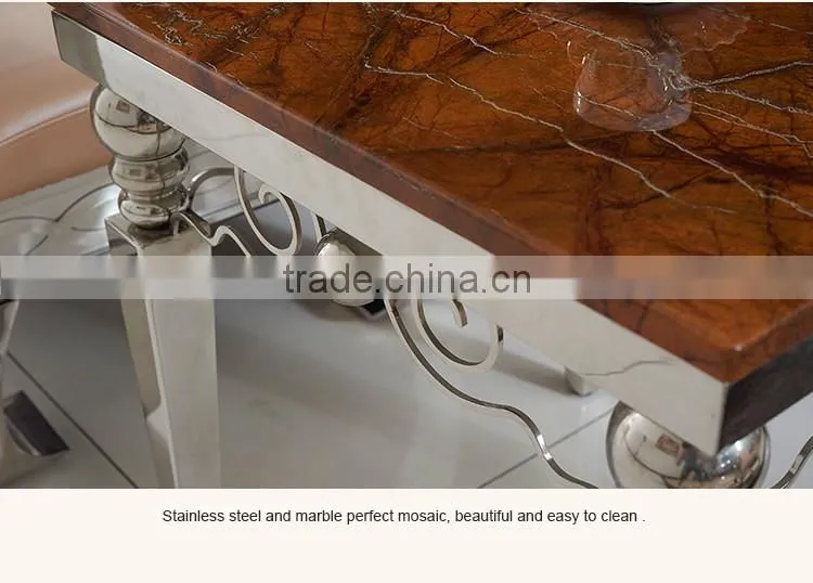 D398 Modern Living Room Furniture Stainless Steel Marble Side Table