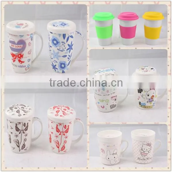 Bone-china Custom Decal Ceramic Porcelain Mug/Cup with Lid