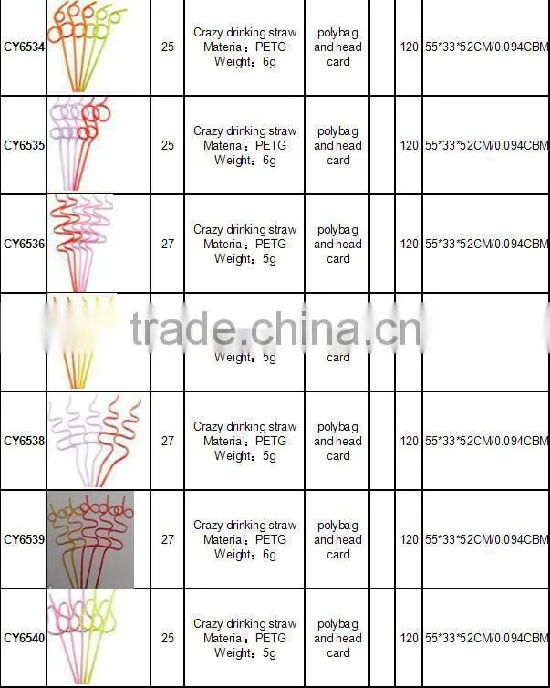 Crazy shape plastic artistic drinking straws