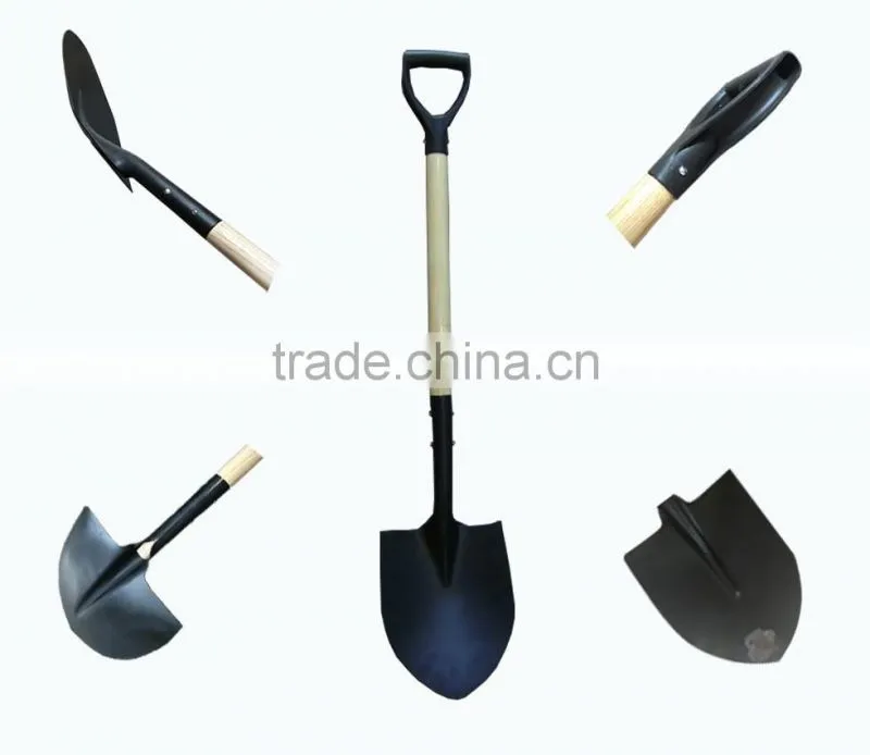 wooden handle steel shovel S501D