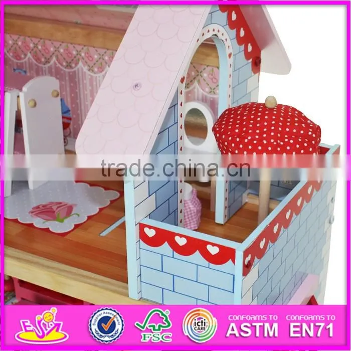 2017 New products lovely children wooden dollhouse kits W06A100