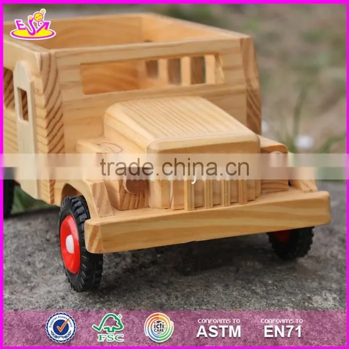 2017 New products kids small toys solid wooden toy cars and trucks W04A332