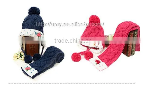 Hat Set With Scarf Teenagers Mini Knitted Crochet Hat