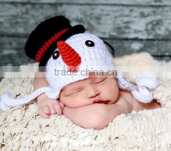 Handmade Funny Newborn baby snowman crochet hat pattern