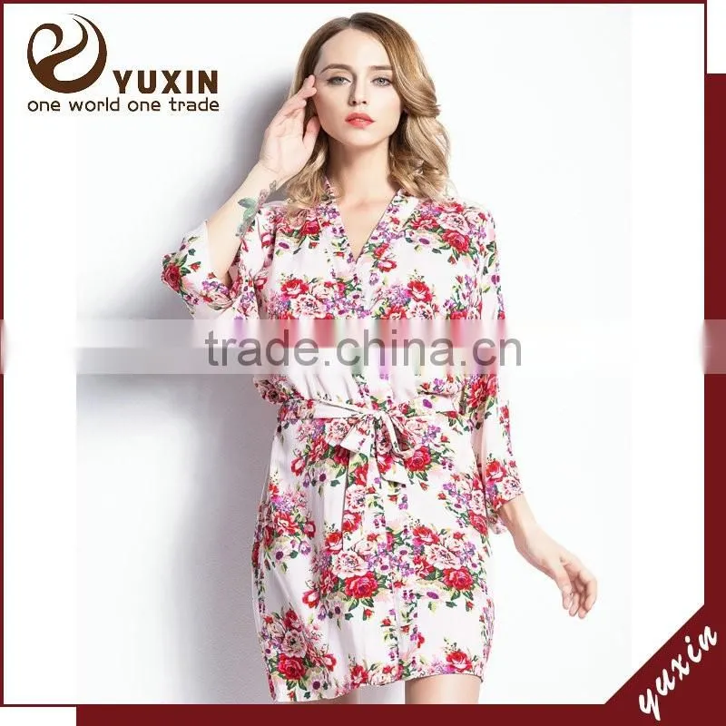 Wedding Bridesmaid White Cotton floral robe Weave Robes FR0021