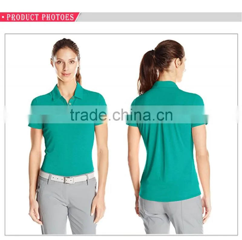 Custom Cotton Button Up Womens Blank Polo T-shirt Banded Collar