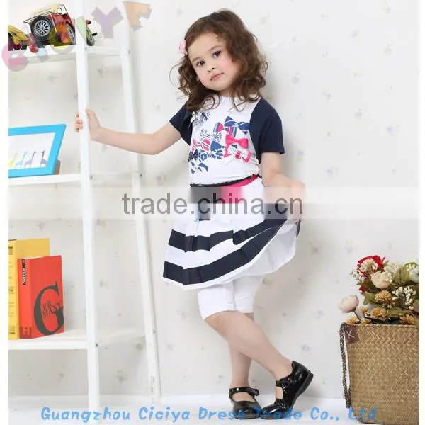 Pretty fashion summer ready stock striped baby girls fashion set