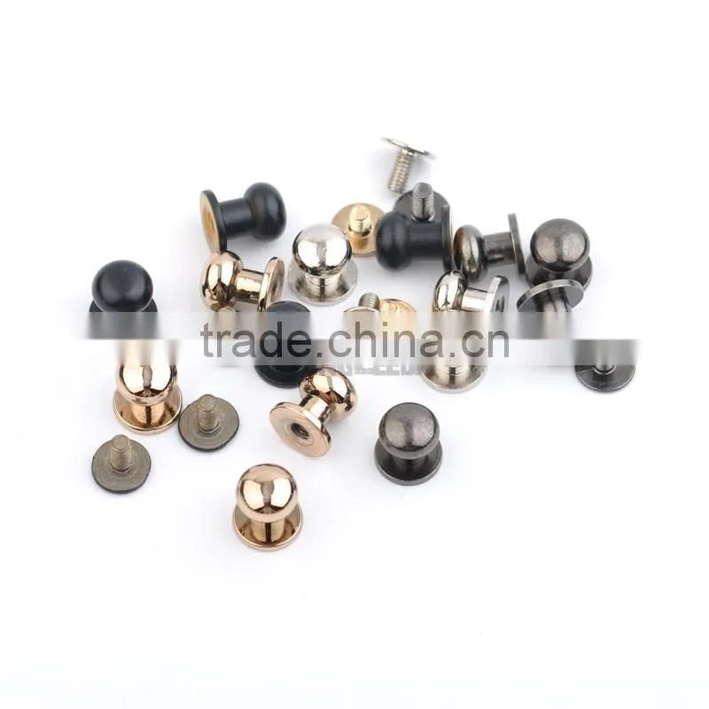8*9*10mm big metal brass screw rivets knob leather craft stud rivets watchband belt round silver/black/gold ZD-014
