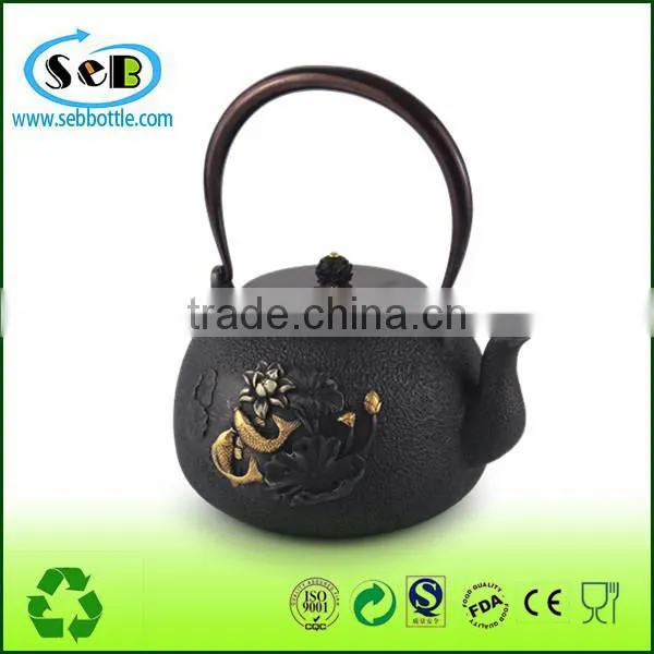 Koodee Cast Iron teapot with embossed decor for wholesale/direct factory