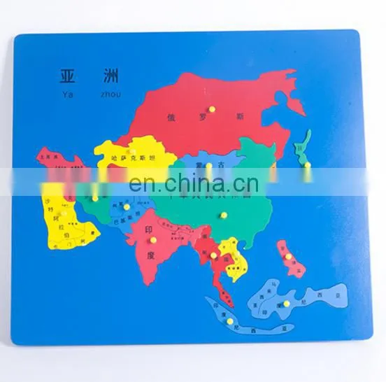 2017 laser cutting Montessori wooden puzzle maple world map with high service