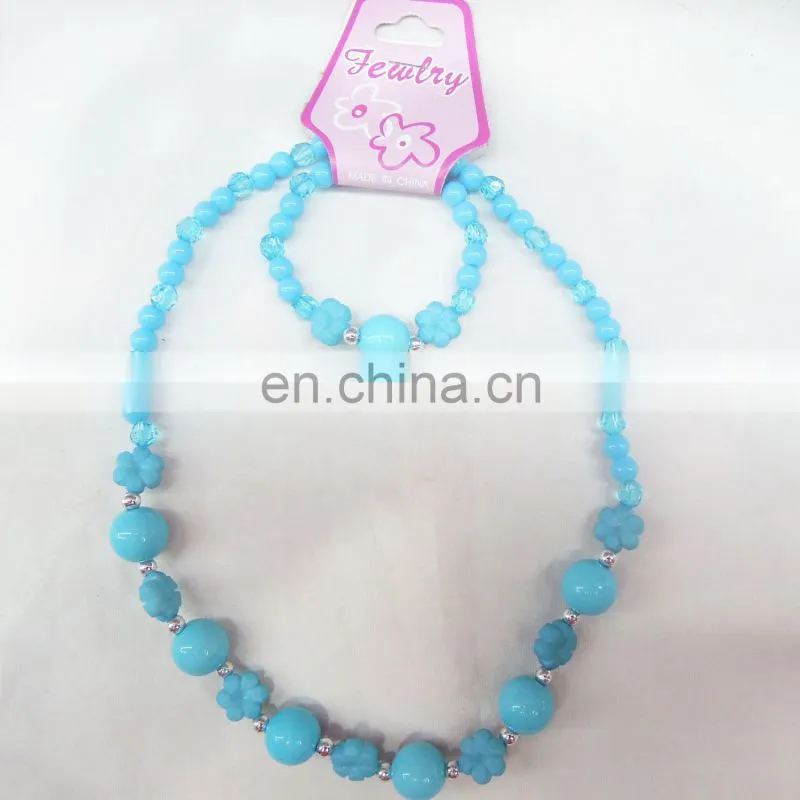 Hot Promption bright color beaded necklace set for children