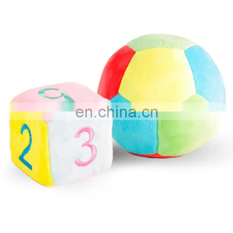 YK educational soft plush cloth rattle ball and cube for little baby