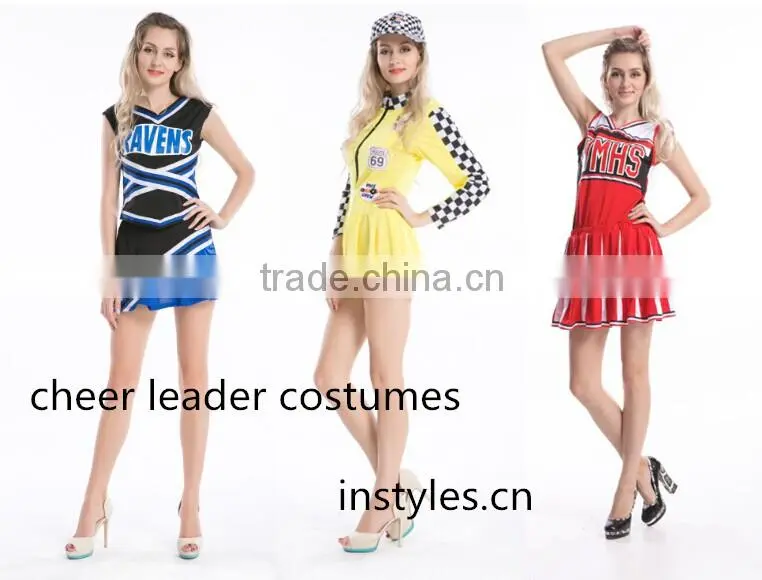Ladies Glee Cheerleader School Girl Fancy Dress Uniform Party Costume Outfit