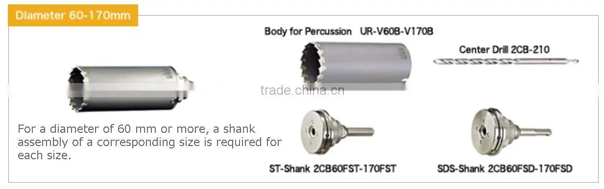 Unika Japan Multifunctional Dry Diamond Core Drill BIt UR21 D-series for REINFORCED CONCRETE,HARD EXTERIOR PANEL
