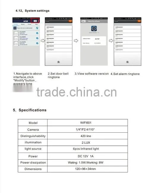 New Arrival Home Security Wireless WIFI Video Door Phone With Remote Control by App for Android & IOS Smartphone