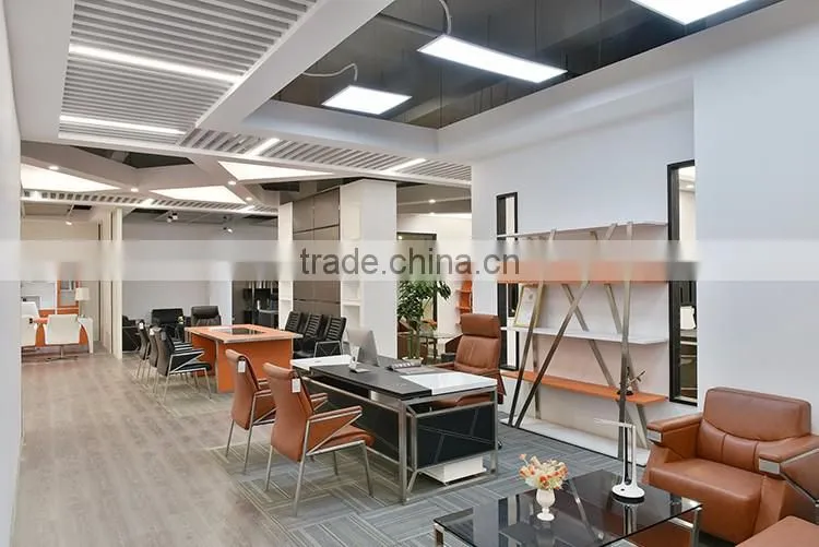 Modern luxury 1.97m stainless steel frame leather covered black office executive desk table with latest design