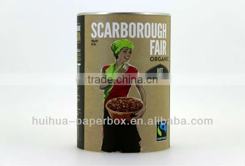 nice designed empty paper can for rice packaging