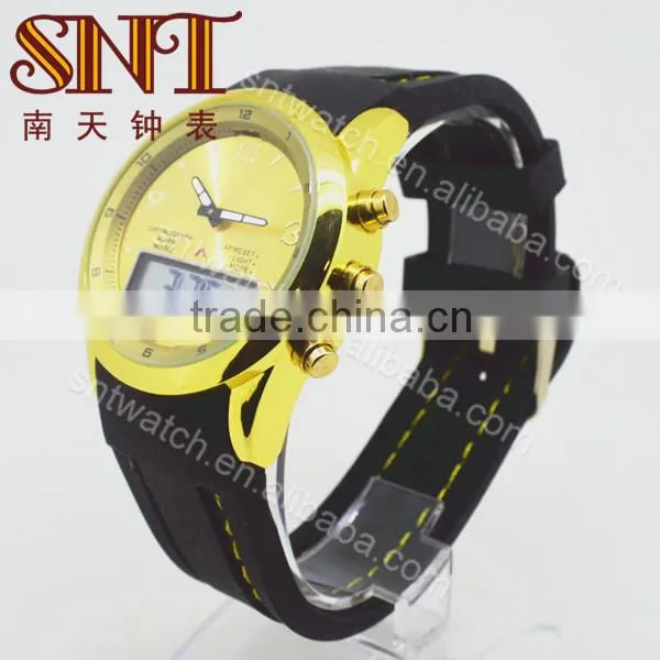 Analog digital watch with silicone band
