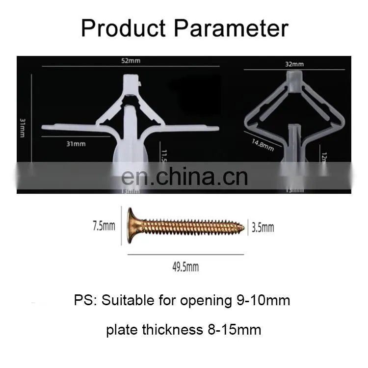 JINGHONG Butterfly Spring Toggle Fixing Expansion Tube Bolt