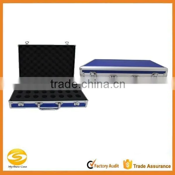 Professional Aluminum essential carrying case,hard shell blue aluminum essential oil carry case,40bottle essential oil hard case