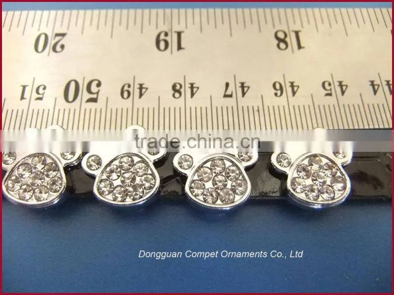 10mm full diamond double heart shaped slide charms diy jewellery accessories