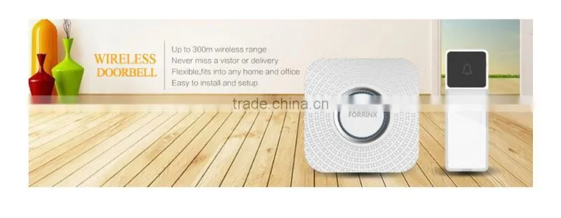 Forrinx Learning Code 433MHz Working Frequency LED Indicator US EU UK AU Plug Wireless Doorbell with Solar Energy Push Button