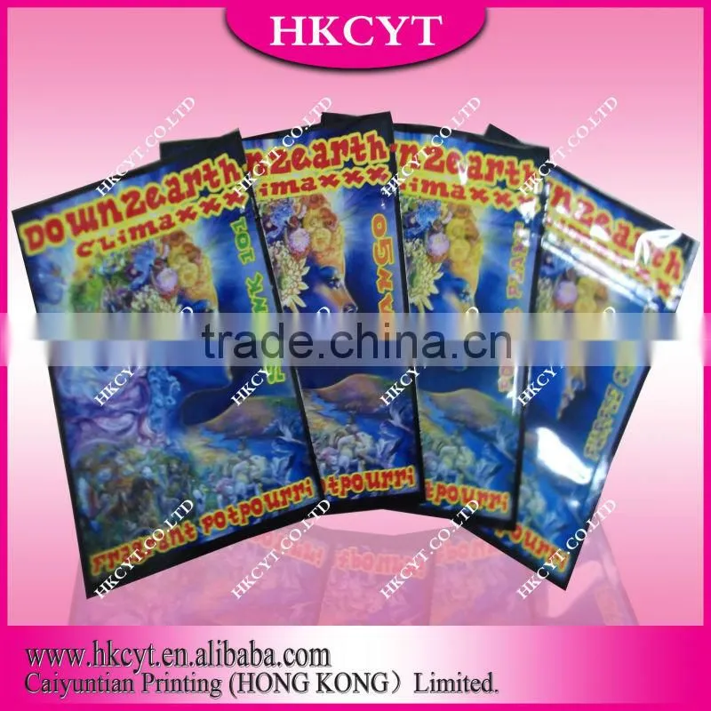 custom printed herbal incense zipper bags