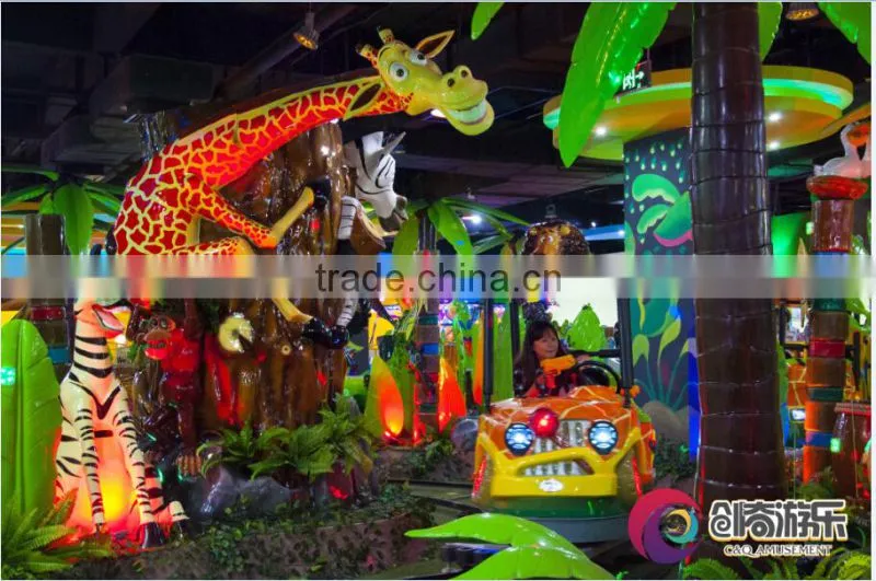 2016 new design jungle style laser shot game car with tracks for theme park