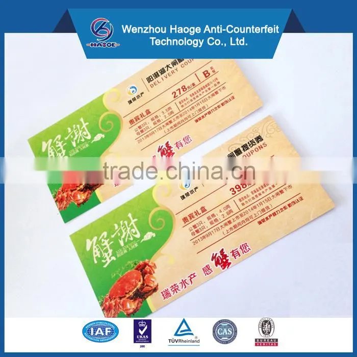 Custom Paper or Paperboard Printing Coupon Tickets,Voucher & Discount coupon