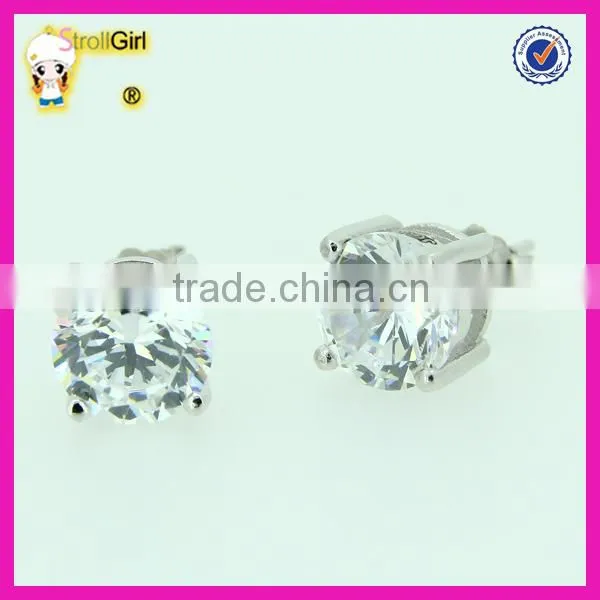 Hot Sale 925 Sterling Silver Stude Earring Clear CZ Stone Pave Silver Earring