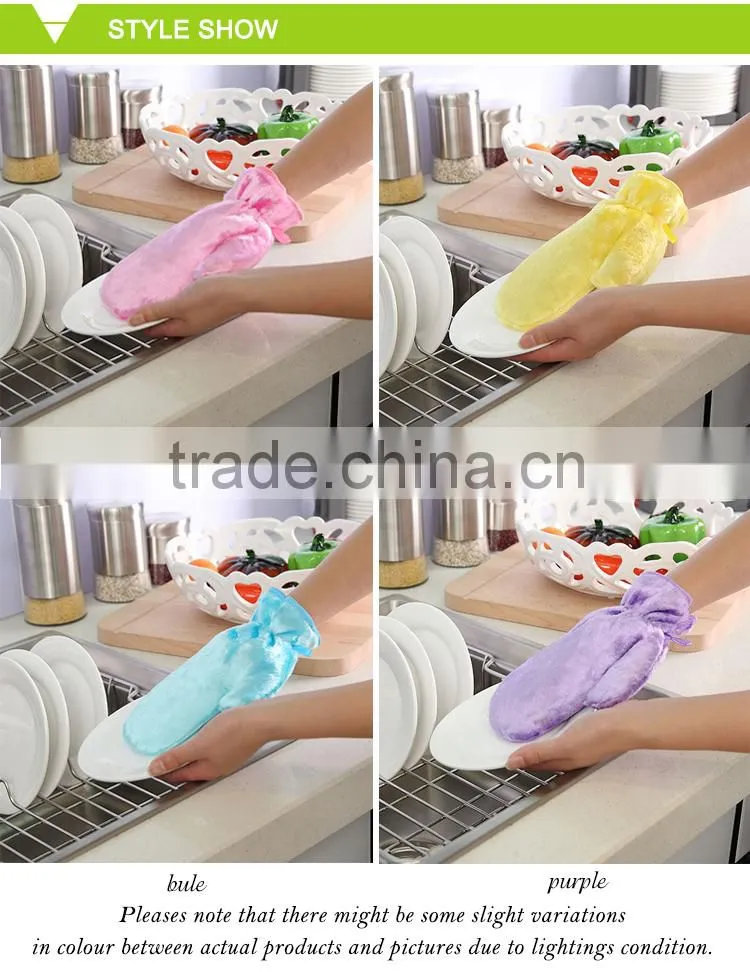 Kitchen Gloves Custom Made Wood Fiber Cleaning Sponge Gloves