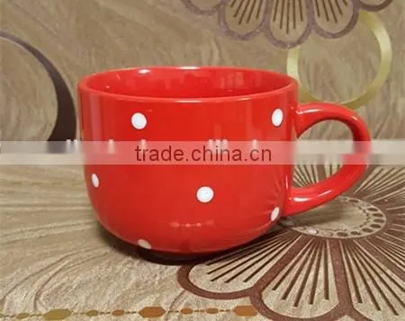 500 ML thick white stoneware ceramic soup bowl with handle