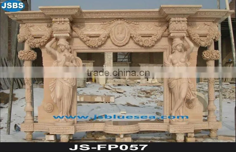 Natural stone fireplace beige