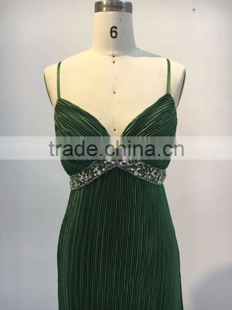 Floor Touching Chaozhou Emerald Green Evening Dress in China
