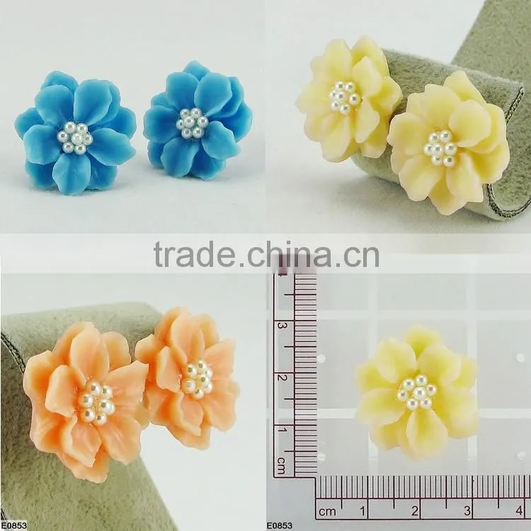 Wholesale coloful folwer ear stud earrings E0853