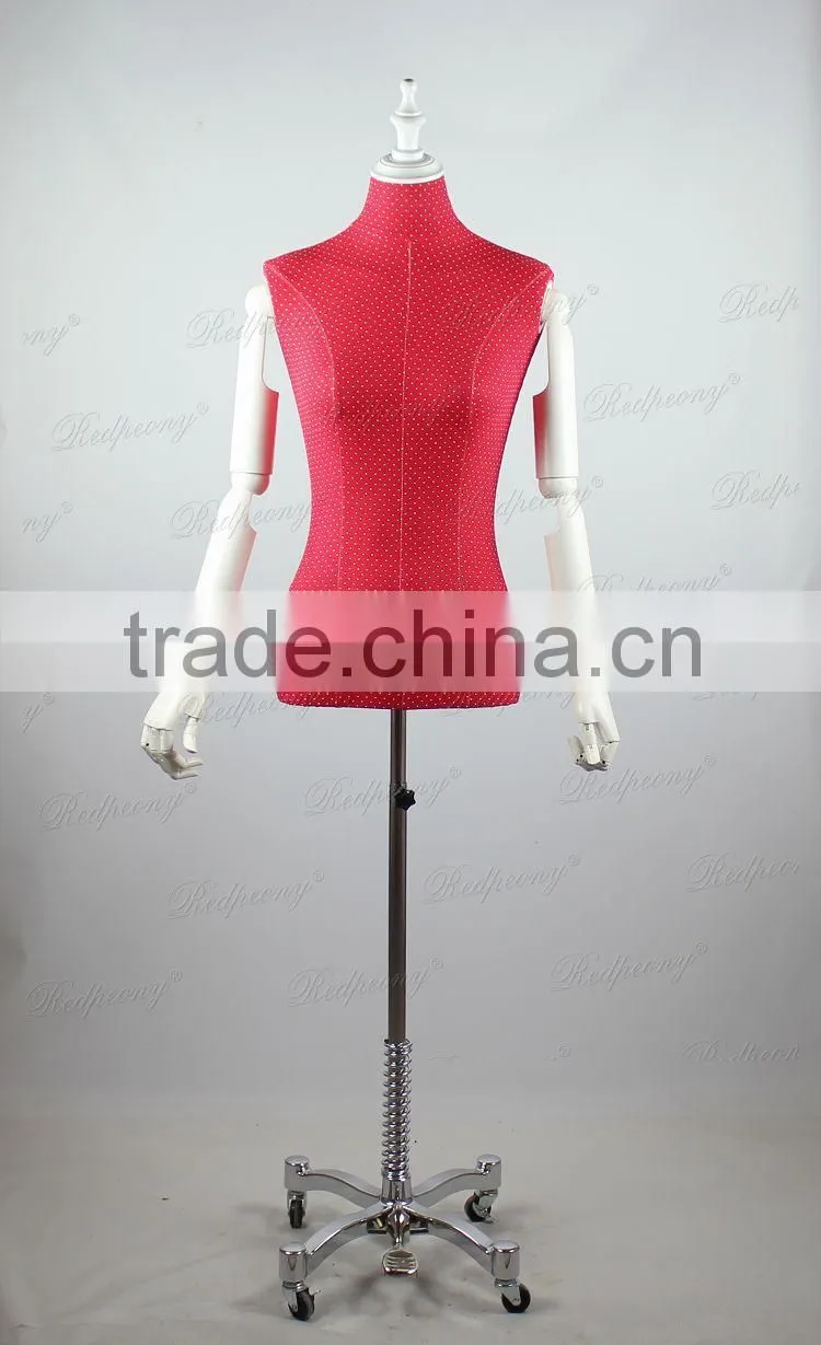 red cloth cover torso female mannequins with adjust arms