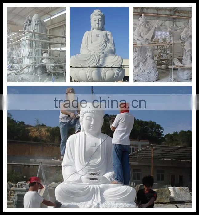 White Stone Carvsing sitting Buddha Sculpture